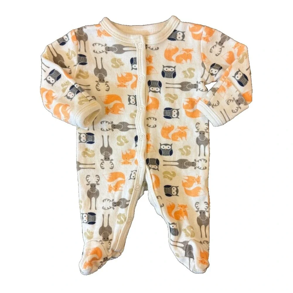 Hudson Bay Baby Sleeper Boy Preemie Outfit Snap Up Reborn Doll Forest Animal Owl
